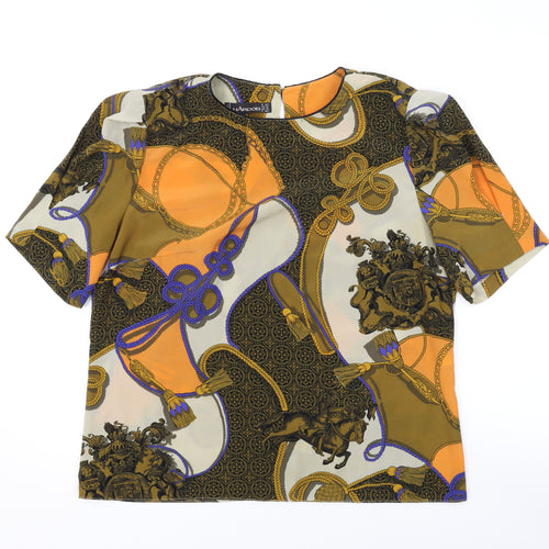 Hardob Womens Multicoloured Geometric Polyester Basic T-Shirt Size 16 Round Neck