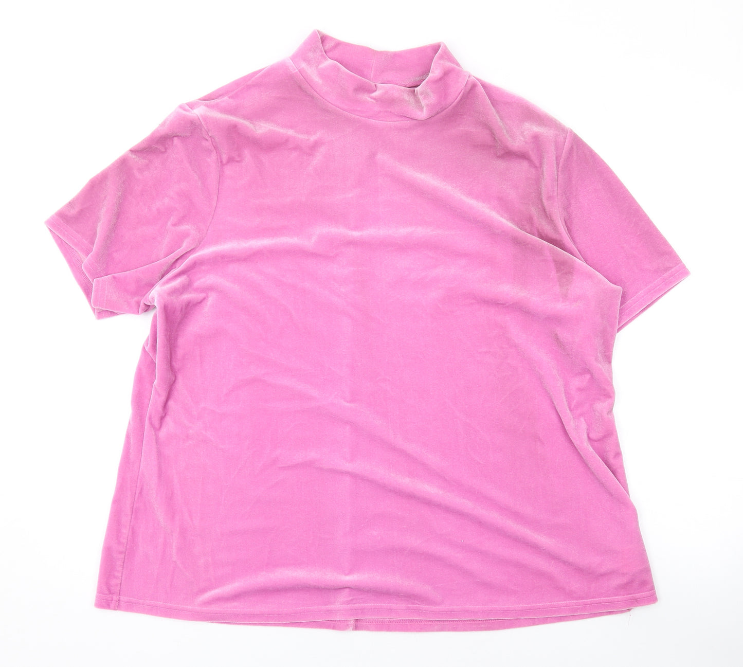 Etam Womens Pink Polyester Basic T-Shirt Size 26 Mock Neck