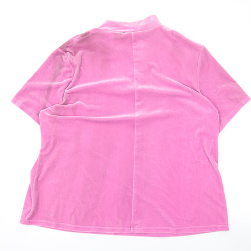 Etam Womens Pink Polyester Basic T-Shirt Size 26 Mock Neck