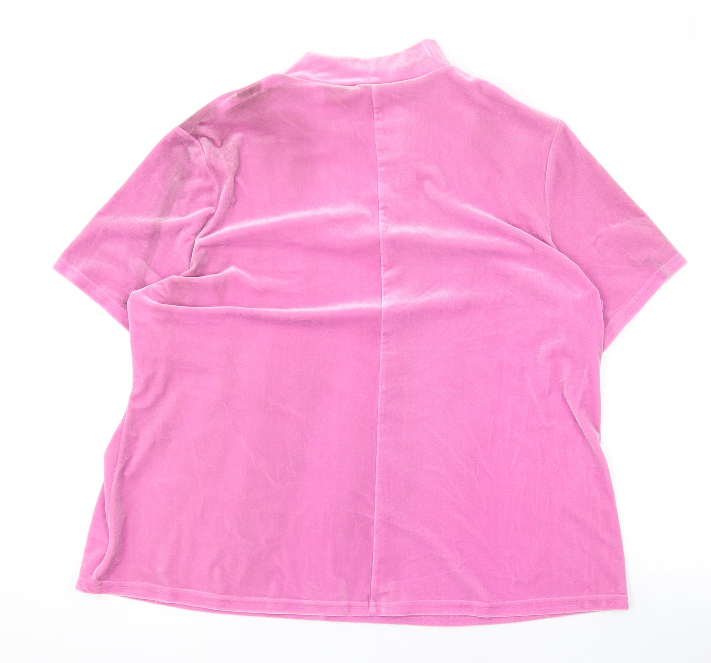 Etam Womens Pink Polyester Basic T-Shirt Size 26 Mock Neck