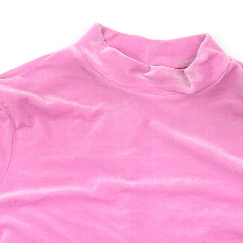 Etam Womens Pink Polyester Basic T-Shirt Size 26 Mock Neck