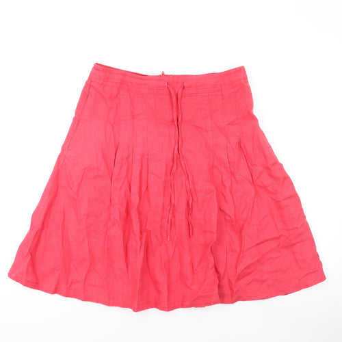Divided by H&M Womens Pink Linen Skater Skirt Size 6 Zip