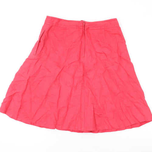 Divided by H&M Womens Pink Linen Skater Skirt Size 6 Zip