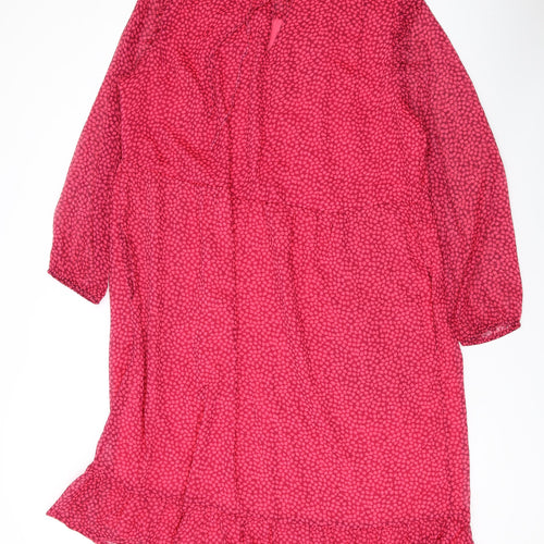 John Lewis Womens Pink Polka Dot Polyester A-Line Size 18 V-Neck Pullover