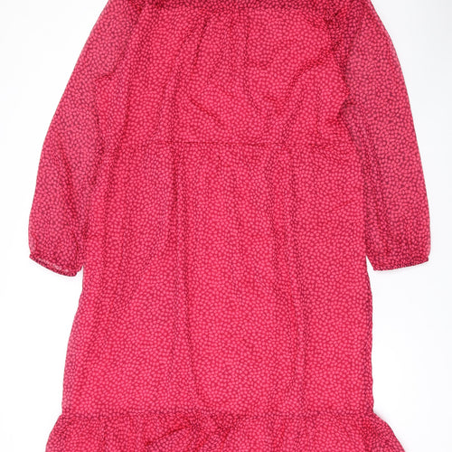 John Lewis Womens Pink Polka Dot Polyester A-Line Size 18 V-Neck Pullover