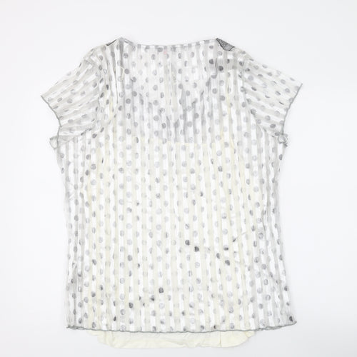 Per Una Womens Silver Polka Dot Viscose Basic Blouse Size 22 V-Neck