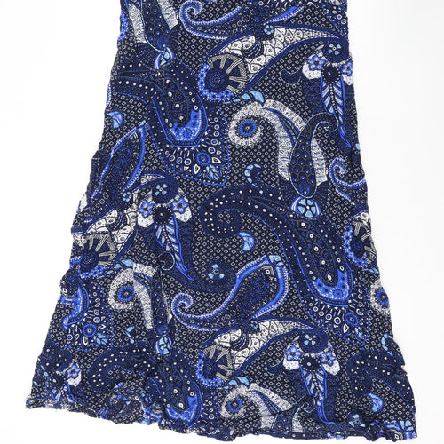 Autonomy Womens Blue Paisley Viscose Swing Skirt Size 12 Zip