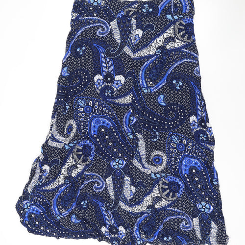 Autonomy Womens Blue Paisley Viscose Swing Skirt Size 12 Zip