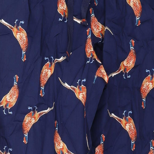 Joules Womens Blue Geometric Cotton Trousers Size M L31 in Regular Drawstring