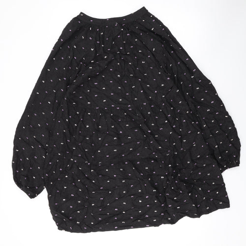 Zara Womens Black Polka Dot Viscose A-Line Size M V-Neck Pullover
