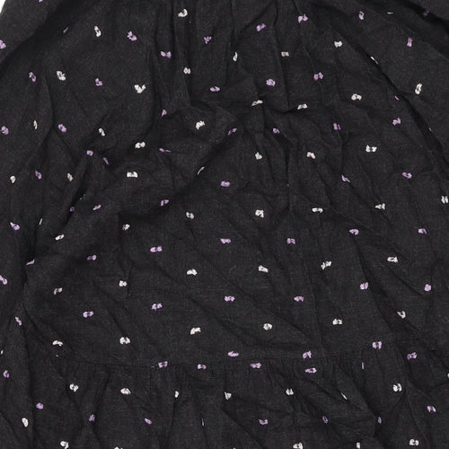 Zara Womens Black Polka Dot Viscose A-Line Size M V-Neck Pullover