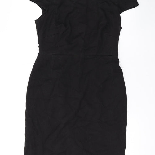 NEXT Womens Black Polyester A-Line Size 12 Square Neck Zip
