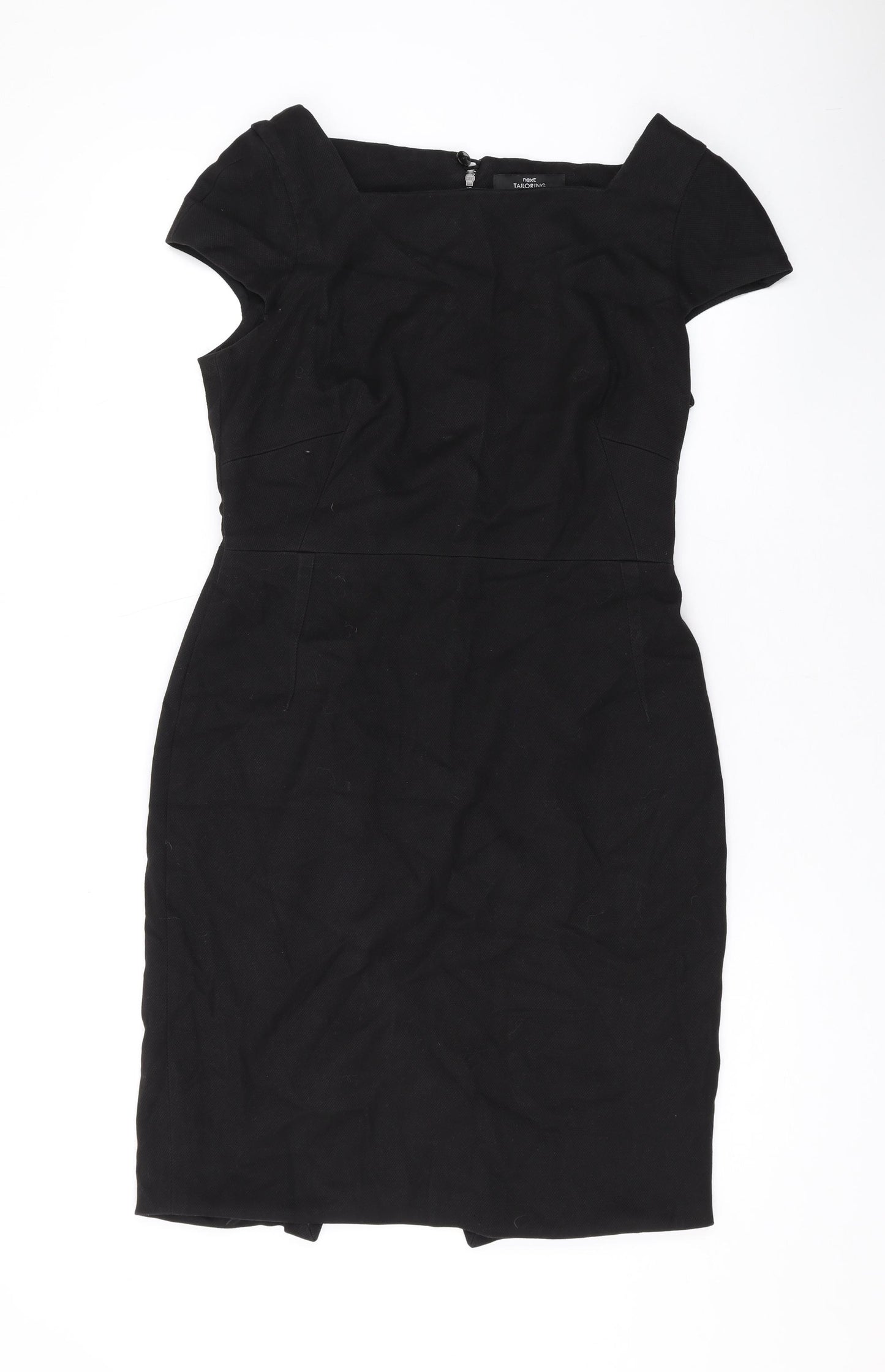NEXT Womens Black Polyester A-Line Size 12 Square Neck Zip
