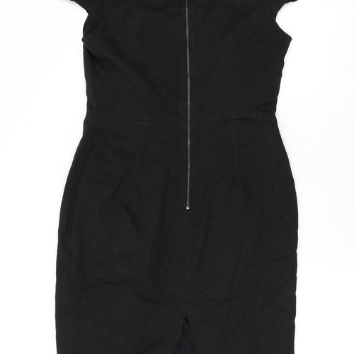 NEXT Womens Black Polyester A-Line Size 12 Square Neck Zip
