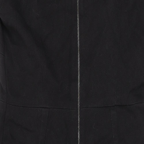 NEXT Womens Black Polyester A-Line Size 12 Square Neck Zip