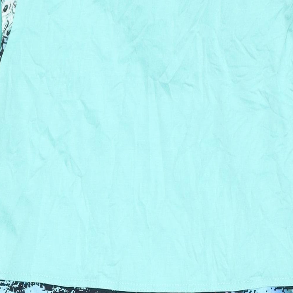 Aria Womens Blue Geometric Viscose A-Line Size 16 V-Neck Pullover