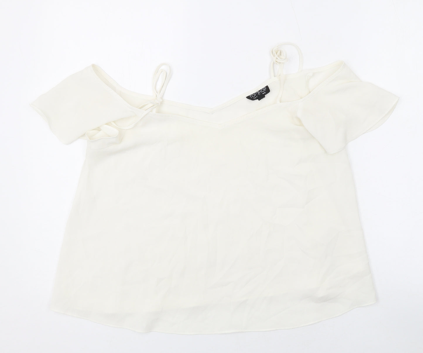 Topshop Womens Ivory Polyester Basic Blouse Size 10 Square Neck