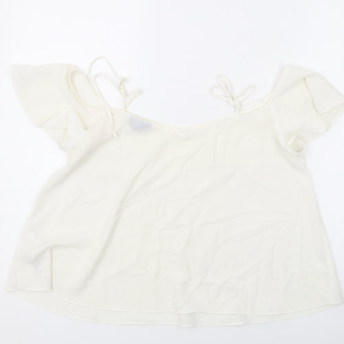 Topshop Womens Ivory Polyester Basic Blouse Size 10 Square Neck