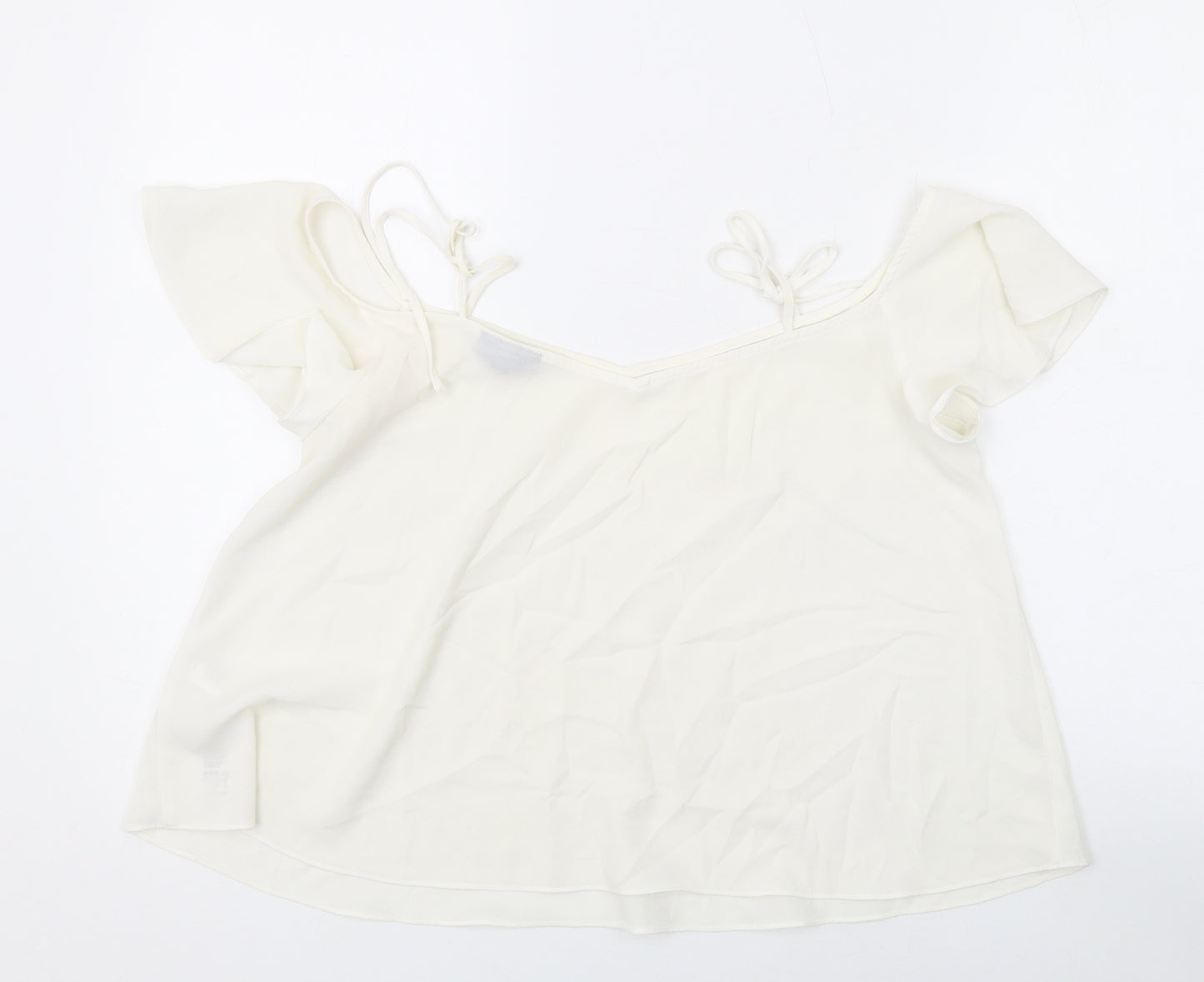 Topshop Womens Ivory Polyester Basic Blouse Size 10 Square Neck