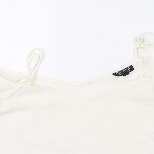 Topshop Womens Ivory Polyester Basic Blouse Size 10 Square Neck