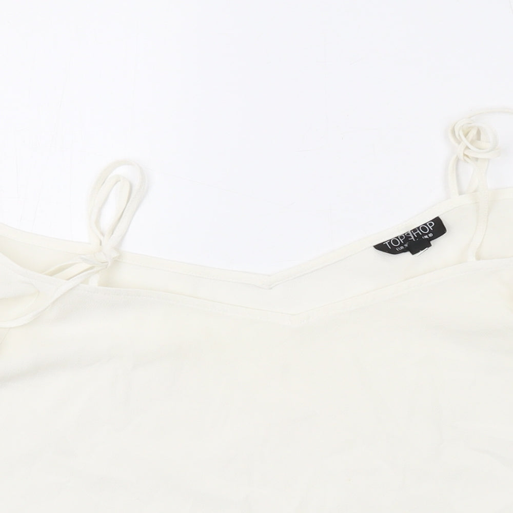 Topshop Womens Ivory Polyester Basic Blouse Size 10 Square Neck