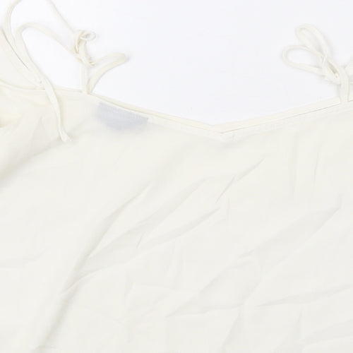 Topshop Womens Ivory Polyester Basic Blouse Size 10 Square Neck