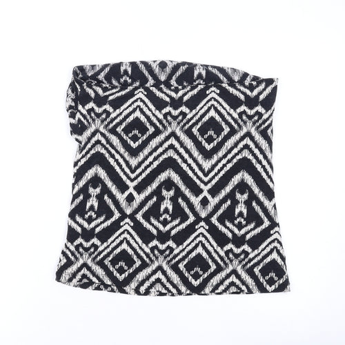 H&M Womens Black Geometric Cotton Basic Blouse Size L Off the Shoulder