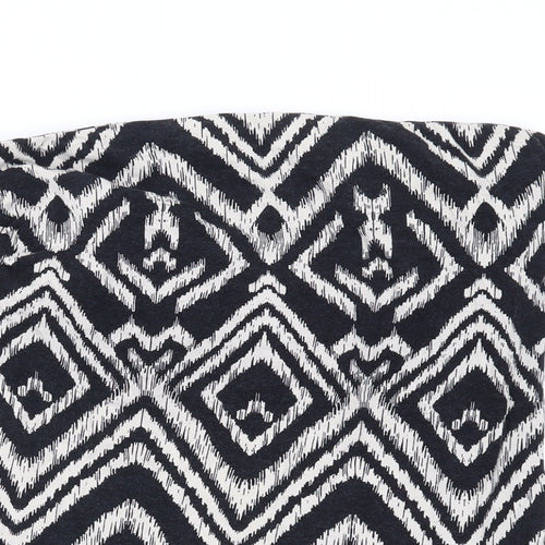 H&M Womens Black Geometric Cotton Basic Blouse Size L Off the Shoulder