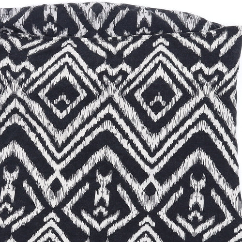 H&M Womens Black Geometric Cotton Basic Blouse Size L Off the Shoulder
