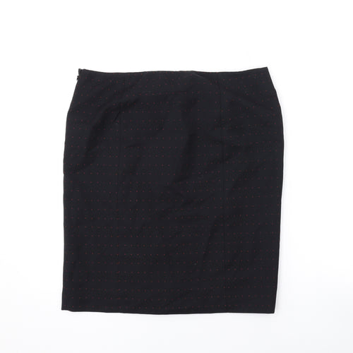 French Connection Womens Black Polka Dot Wool Mini Skirt Size 12 Zip