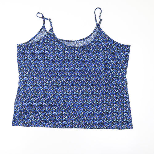 Marks and Spencer Womens Black Floral Cotton Camisole Tank Size 24 Scoop Neck
