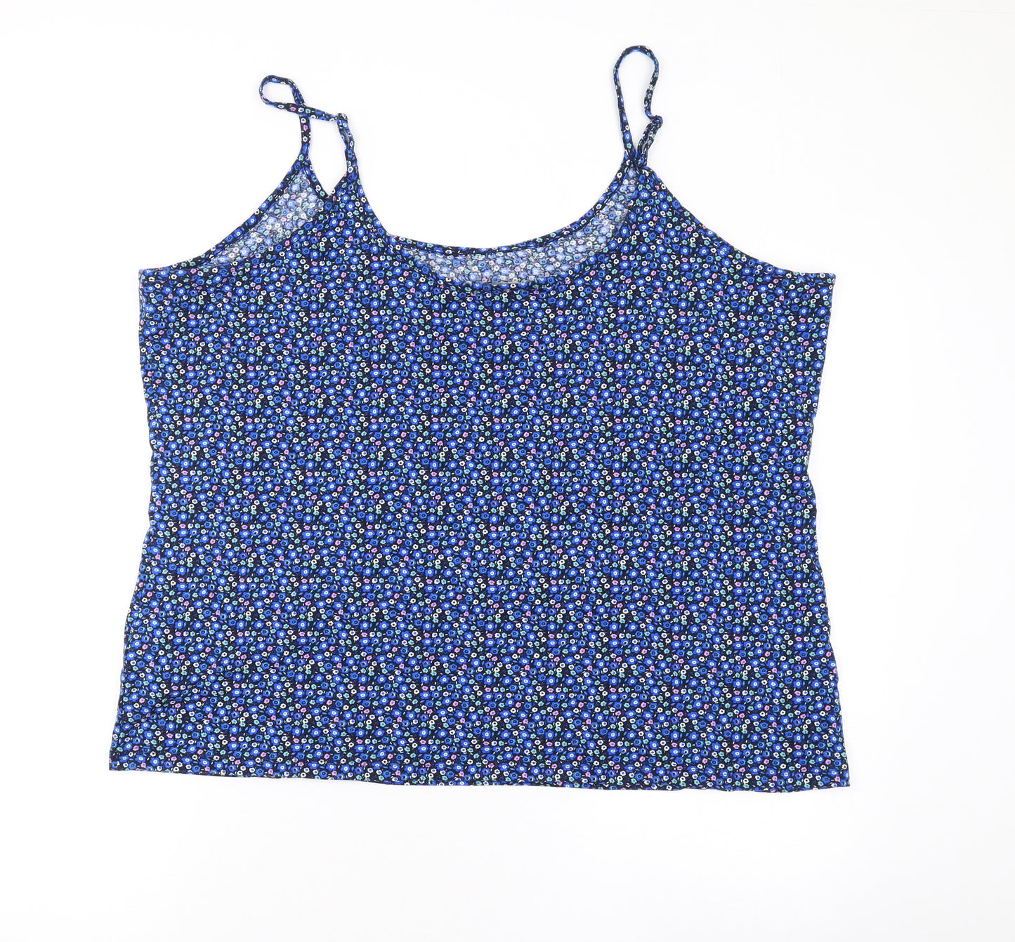 Marks and Spencer Womens Black Floral Cotton Camisole Tank Size 24 Scoop Neck