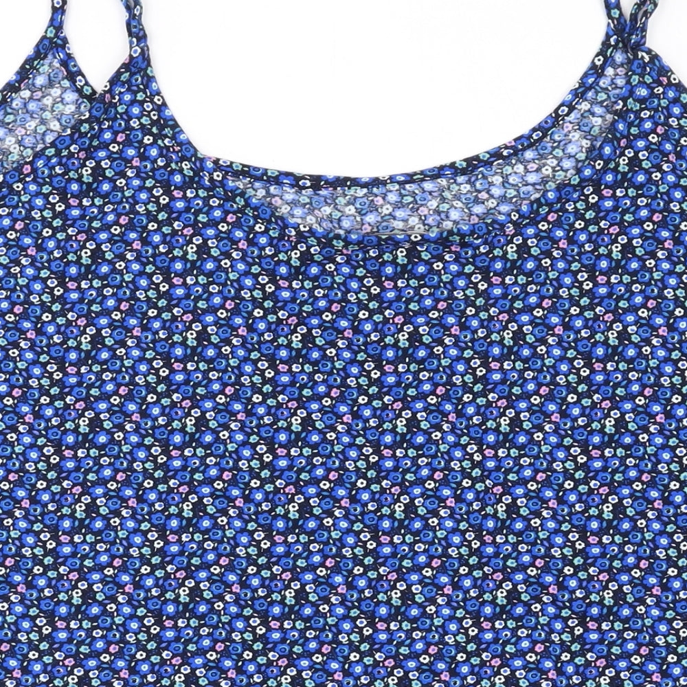 Marks and Spencer Womens Black Floral Cotton Camisole Tank Size 24 Scoop Neck
