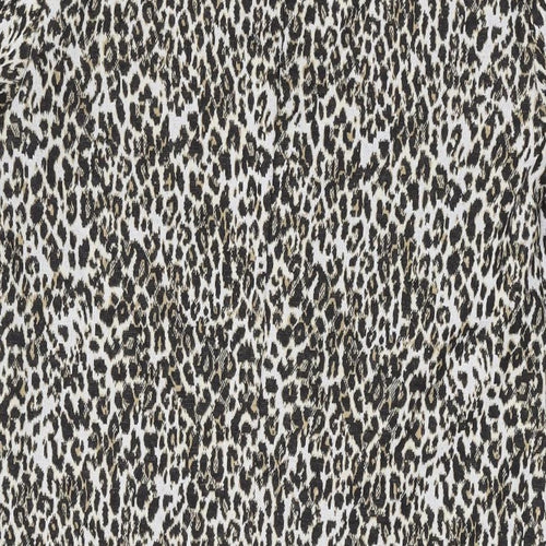 Mango Womens Brown Animal Print Polyester T-Shirt Dress Size S V-Neck Button