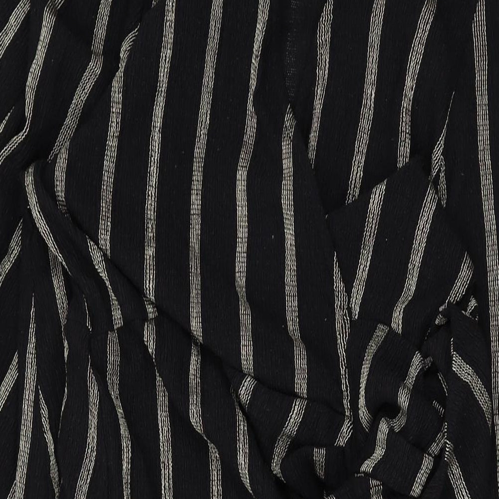 H&M Womens Black Striped Polyester Wrap Dress Size S V-Neck Tie