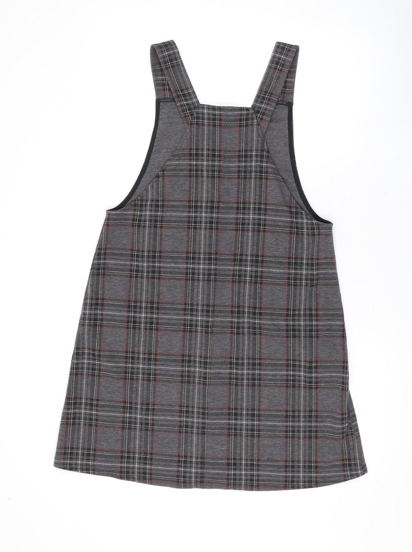 New Look Womens Grey Plaid Polyester Tank Dress Size 10 Square Neck Pullover