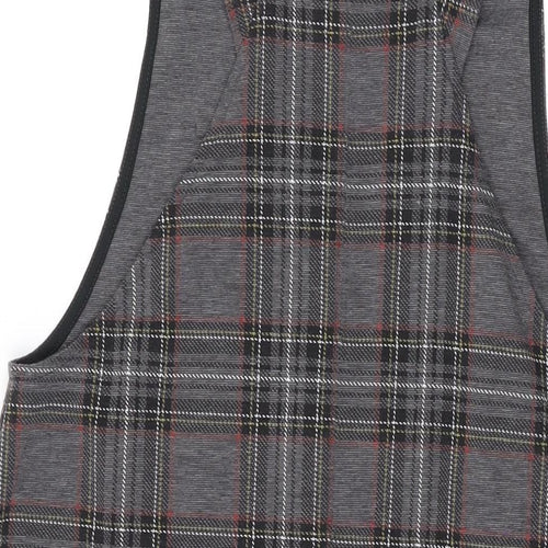 New Look Womens Grey Plaid Polyester Tank Dress Size 10 Square Neck Pullover