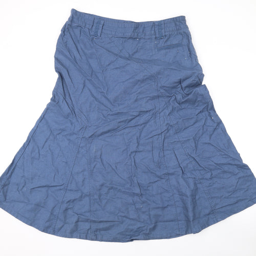 DASH Womens Blue Cotton Swing Skirt Size 16 Zip