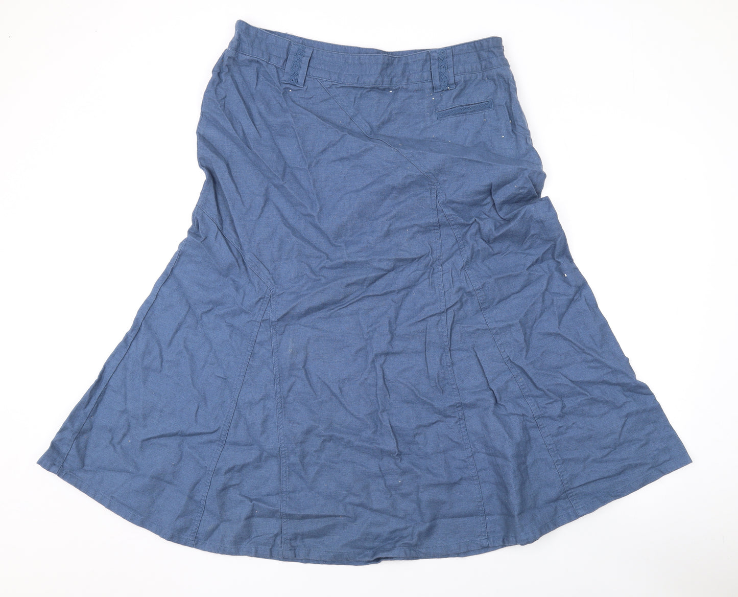 DASH Womens Blue Cotton Swing Skirt Size 16 Zip