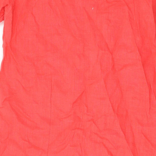 Sahara Womens Pink Linen A-Line Size XL V-Neck Button
