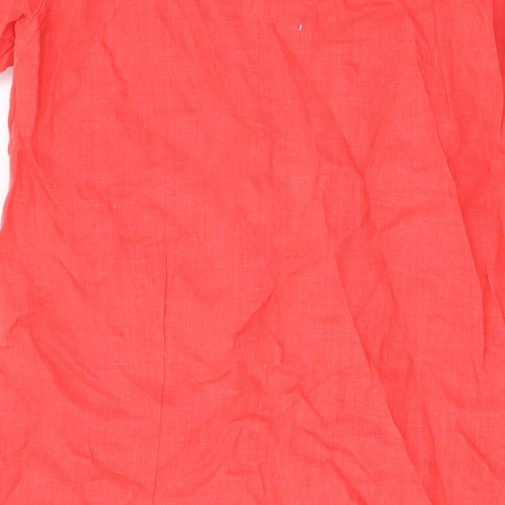 Sahara Womens Pink Linen A-Line Size XL V-Neck Button