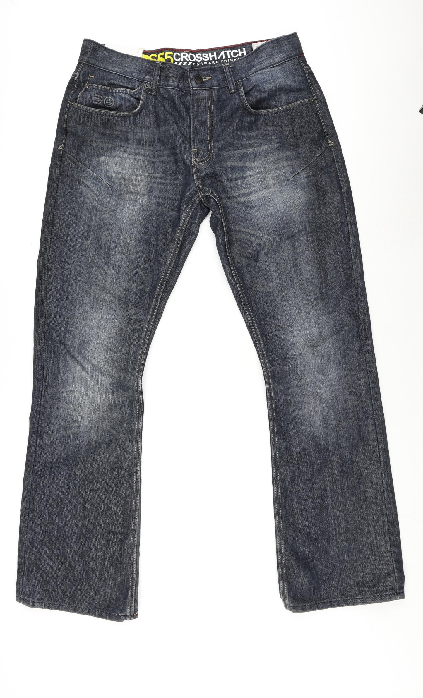 Crosshatch Mens Blue Cotton Straight Jeans Size 32 in L31 in Regular Button