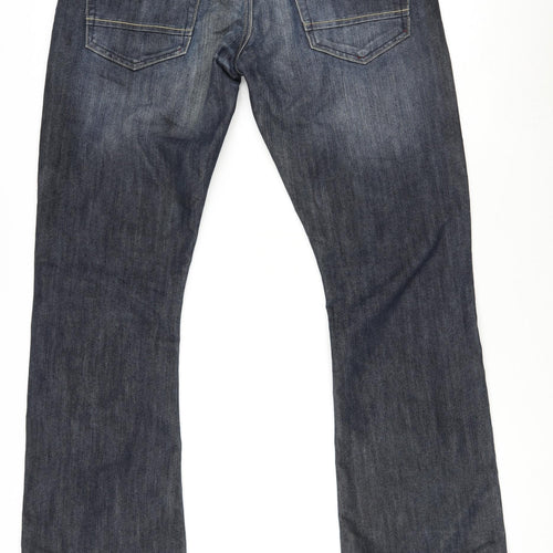 Crosshatch Mens Blue Cotton Straight Jeans Size 32 in L31 in Regular Button