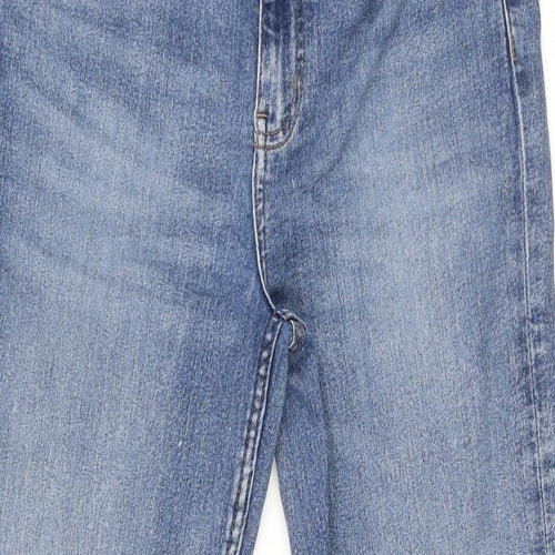 Marks and Spencer Womens Blue Cotton Straight Jeans Size 12 L27.5 in Regular Zip - Short Leg