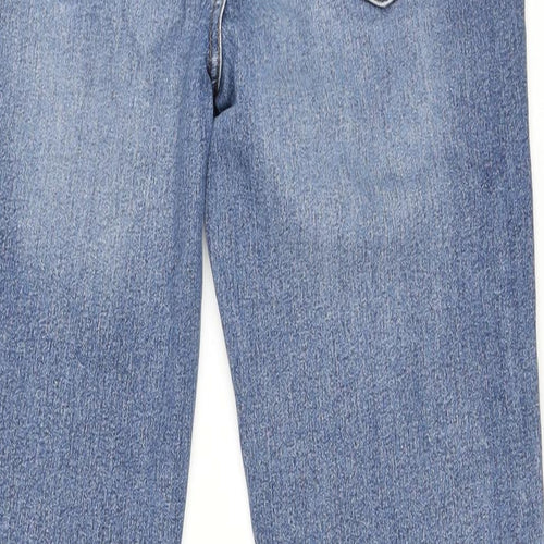 Marks and Spencer Womens Blue Cotton Straight Jeans Size 12 L27.5 in Regular Zip - Short Leg