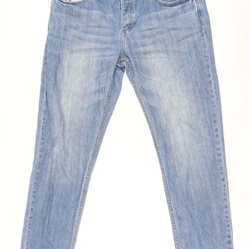 H&M Womens Blue Cotton Boyfriend Jeans Size 31 in L30 in Regular Button