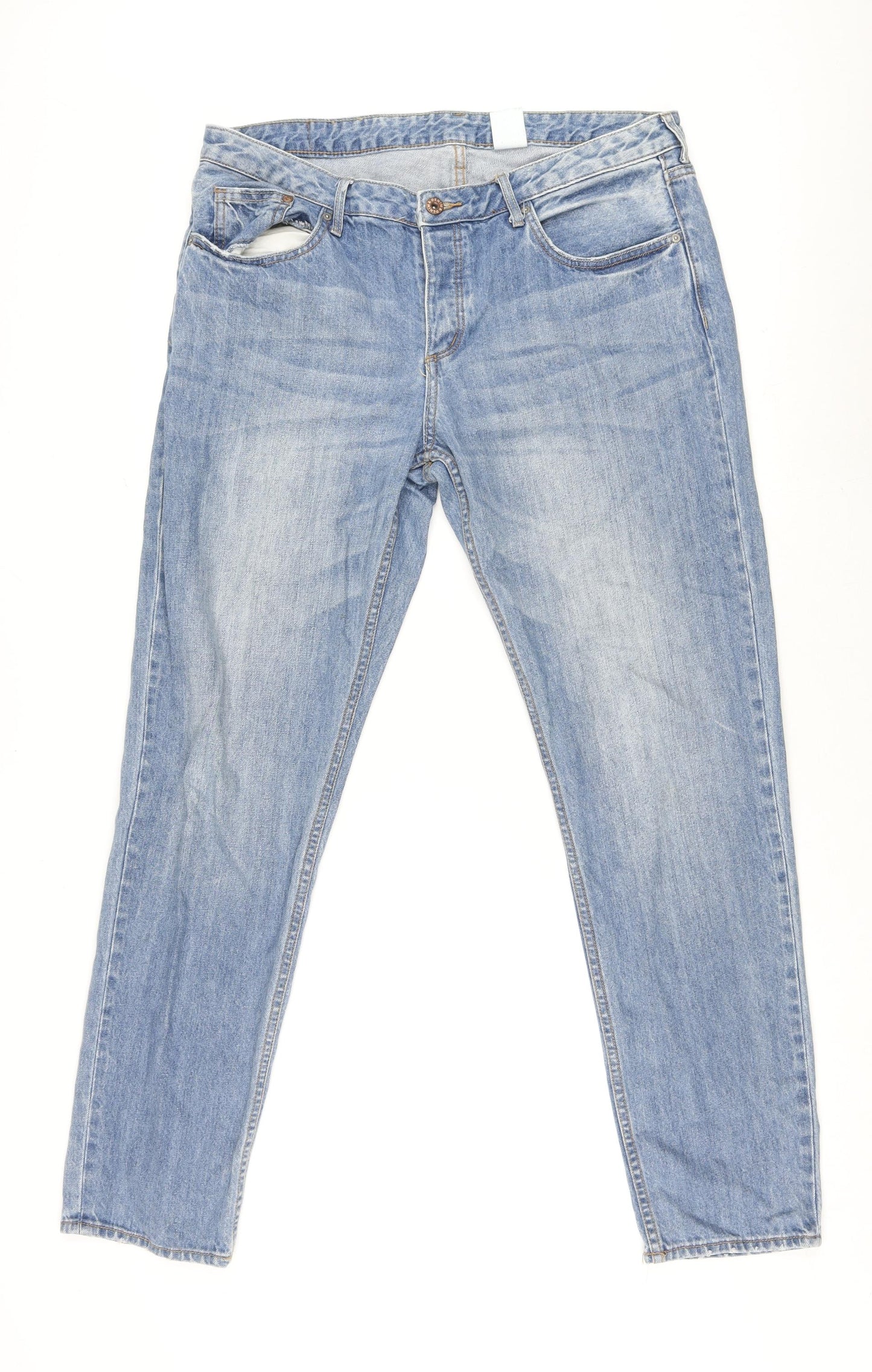 H&M Womens Blue Cotton Boyfriend Jeans Size 31 in L30 in Regular Button
