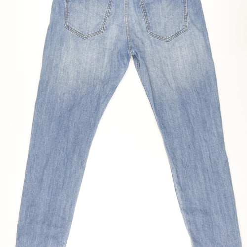 H&M Womens Blue Cotton Boyfriend Jeans Size 31 in L30 in Regular Button