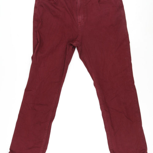 Classic Womens Red Cotton Straight Jeans Size 12 L25 in Regular Zip - Short Leg