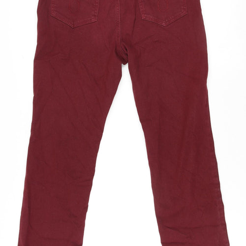 Classic Womens Red Cotton Straight Jeans Size 12 L25 in Regular Zip - Short Leg